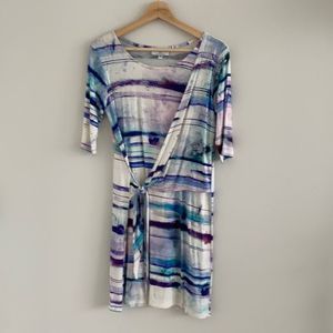 Ten Tomorrow Watercolor Tie Front Wrap Dress